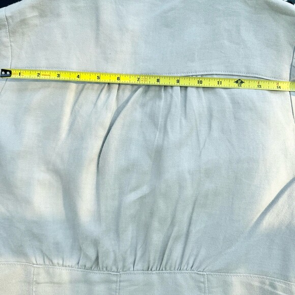 RW & CO Women’s Vintage Grey Jacket Short Sleeve Ruffled Collar 100% Ramie Large - Picture 12 of 15